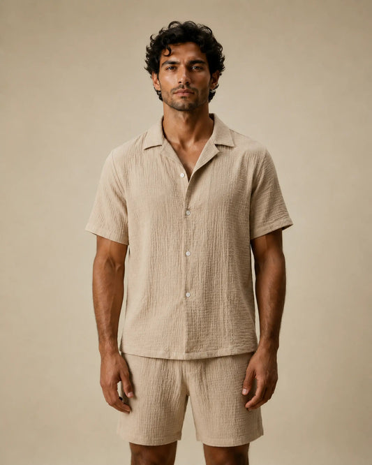 Ultra - Light Cotton Shirt and Shorts Set -