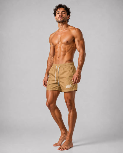 Dubai Beach Boy camel swim shorts right side model pose