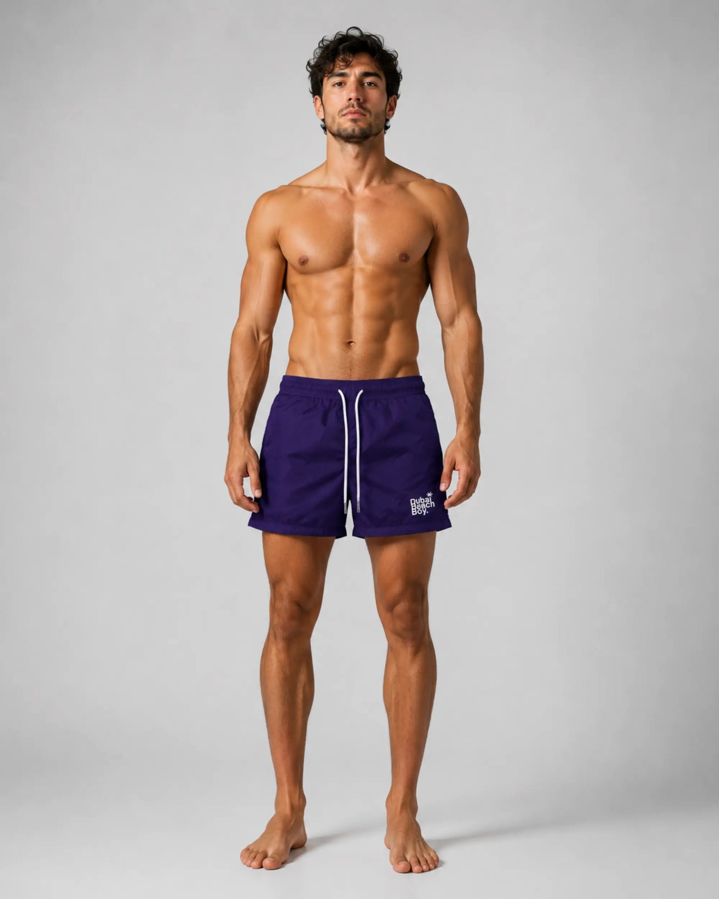 Dubai Beach Boy navy swim shorts front model pose