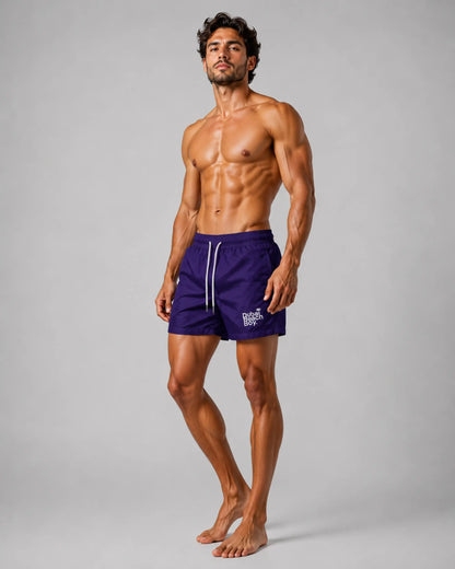 Dubai Beach Boy navy swim shorts right side model pose