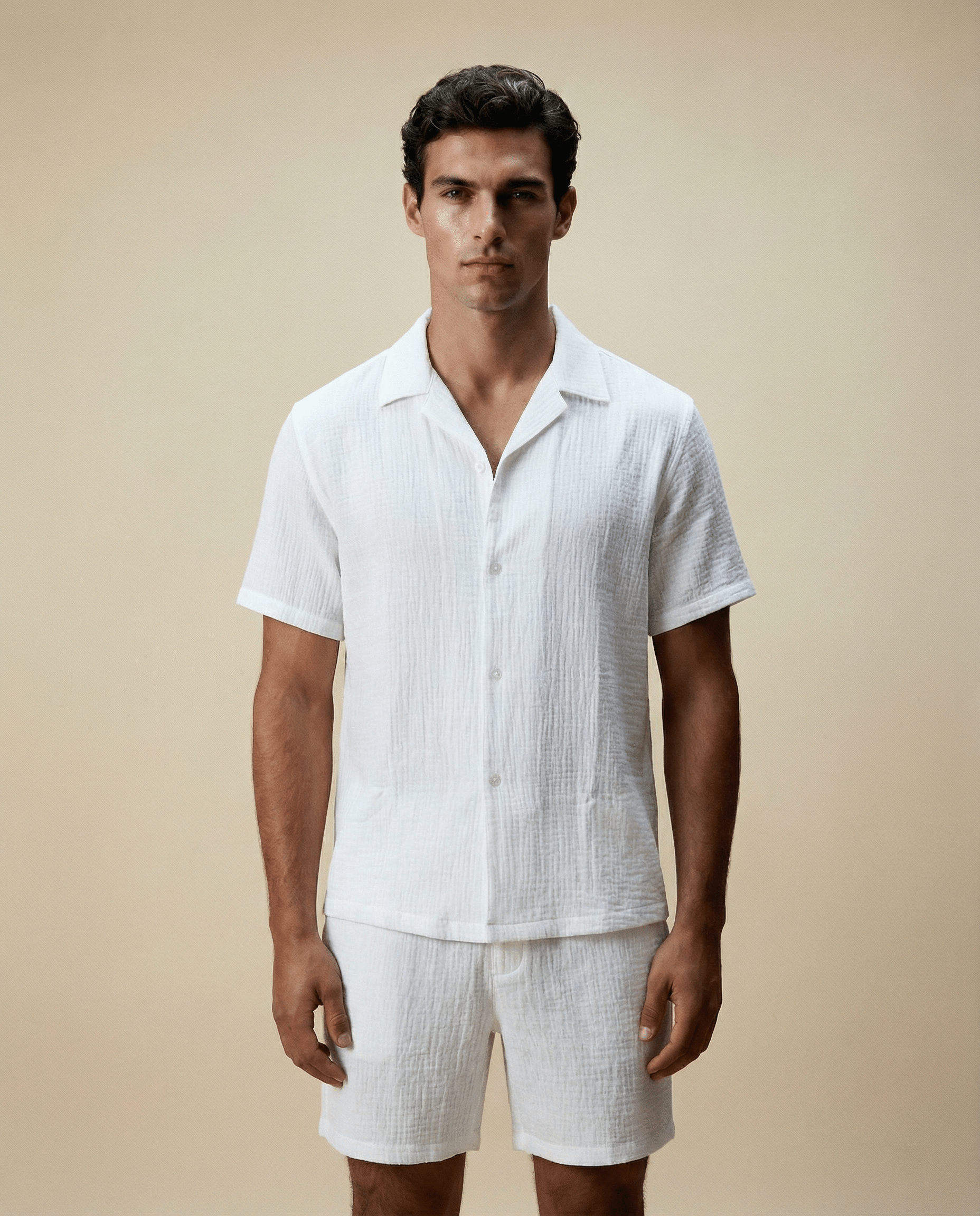 Ultra - Light Cotton Shirt and Shorts Set - 