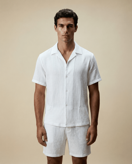 Ultra - Light Cotton Shirt and Shorts Set - 