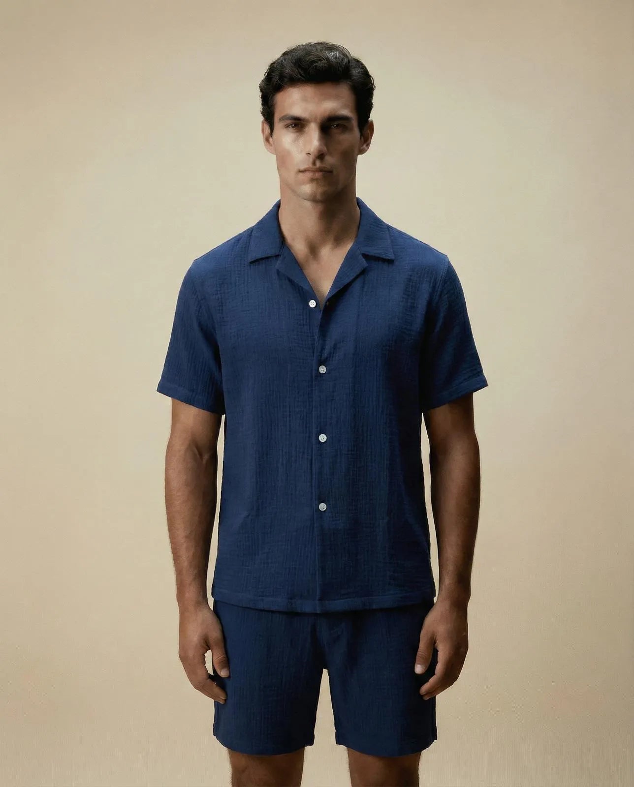 Ultra - Light Cotton Shirt and Shorts Set - 