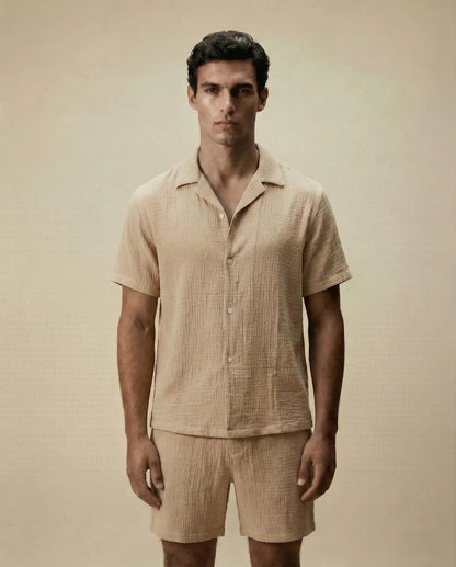 Ultra - Light Cotton Shirt and Shorts Set - 