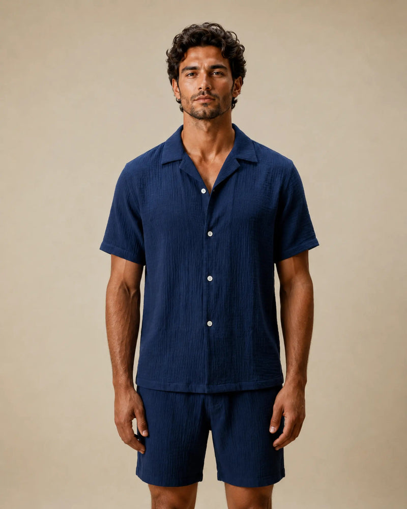 Ultra - Light Cotton Shirt and Shorts Set - 