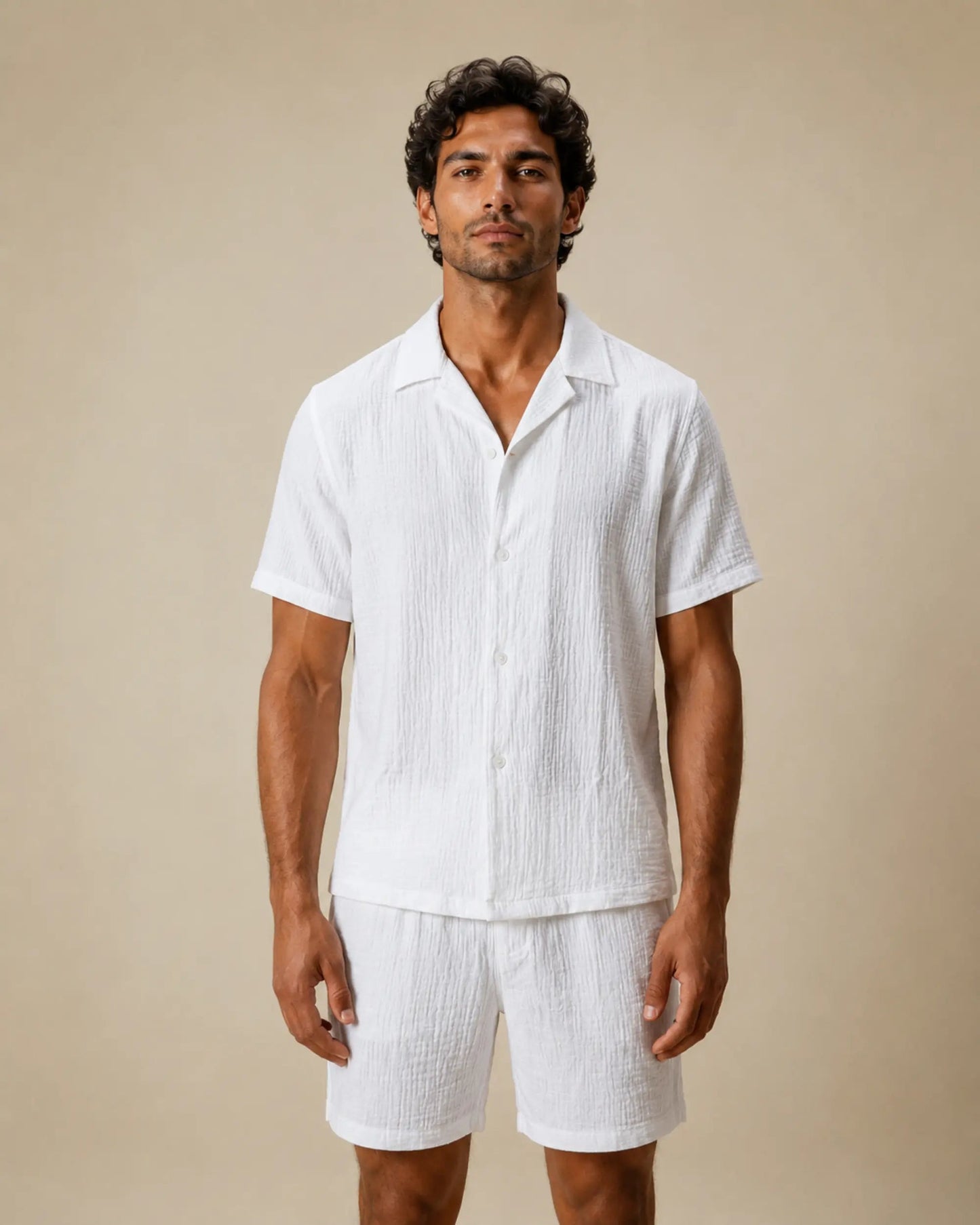 Ultra - Light Cotton Shirt and Shorts Set - 