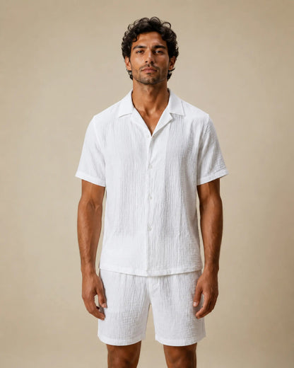 Ultra - Light Cotton Shirt and Shorts Set - 