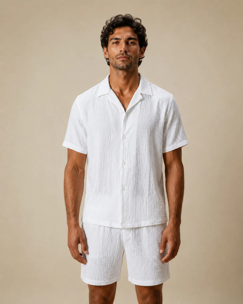 Ultra - Light Cotton Shirt and Shorts Set - 