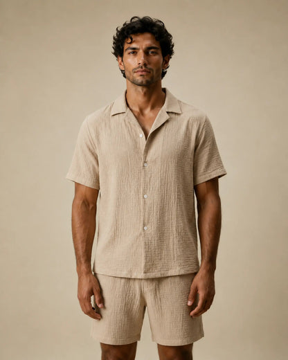 Ultra - Light Cotton Shirt and Shorts Set - 